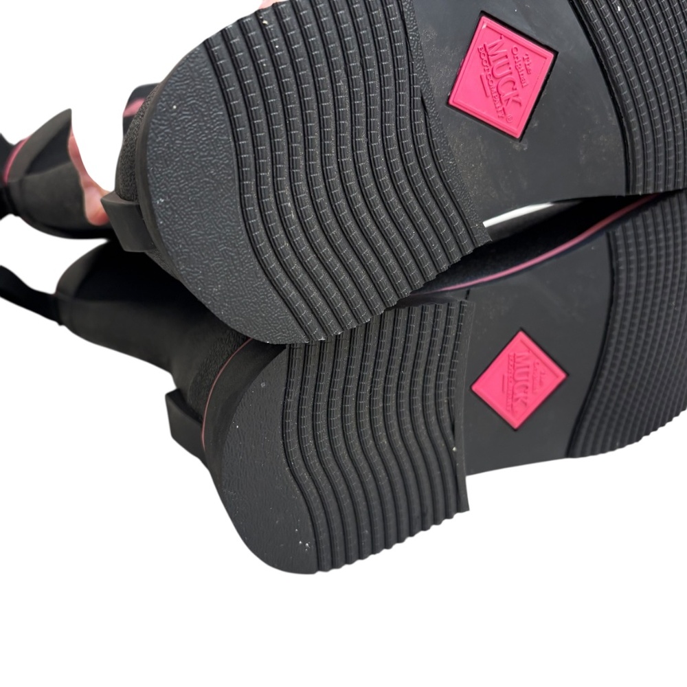 The original muck boot company pink & black reign equestrian boots 8 new - Picture 3 of 6